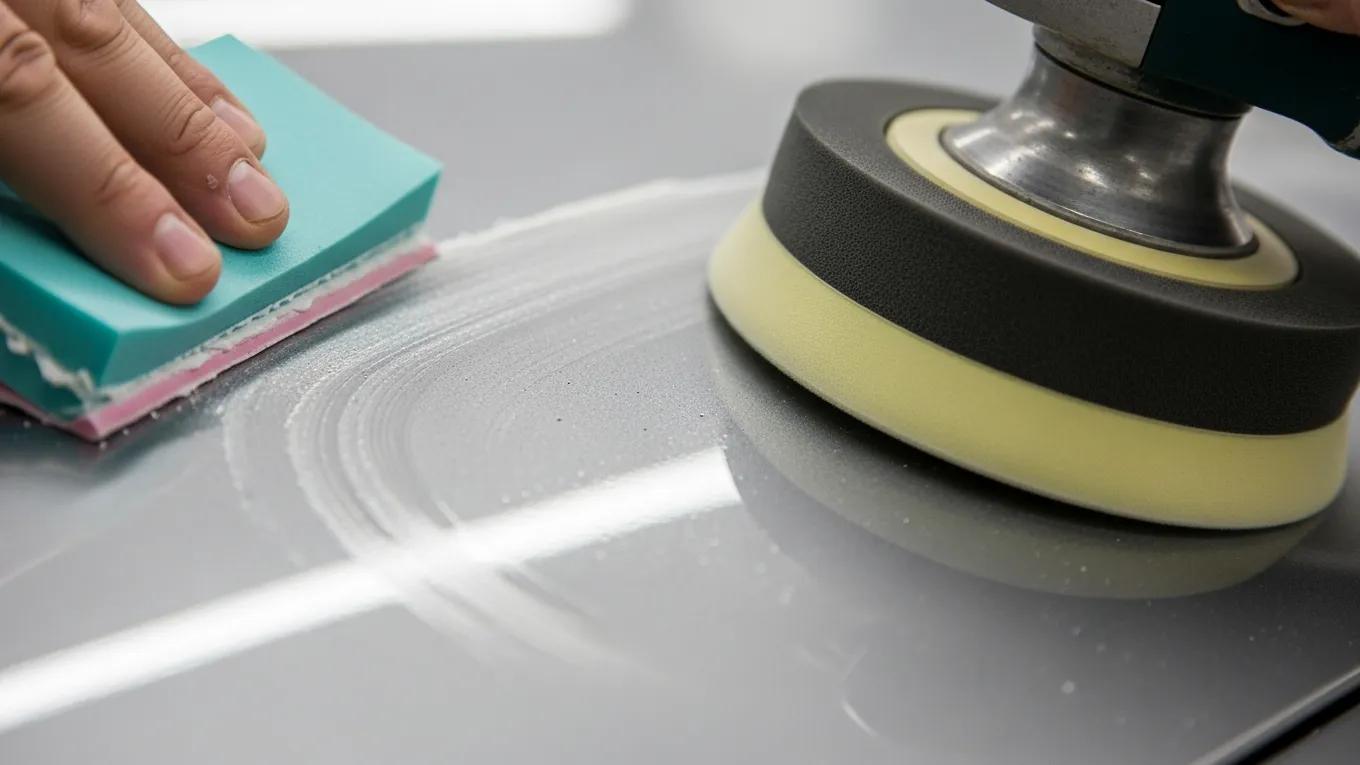Machine polishing and clay bar on car paint