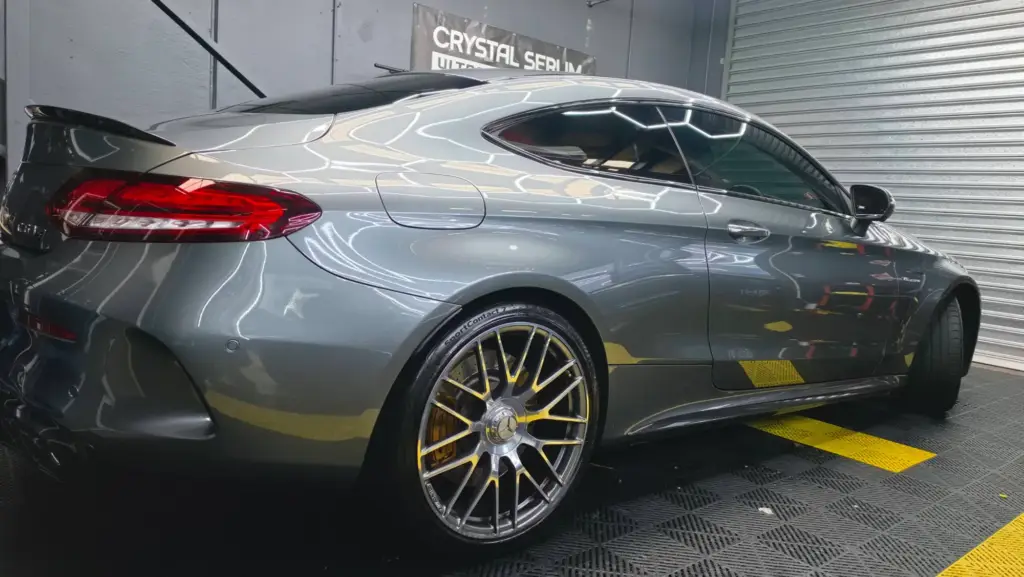 Grey Mercedes-AMG C63 Coupe with paint protection film at our Keysborough workshop