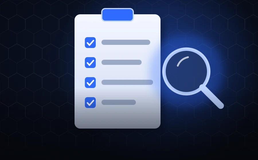 Illustration of an inspection checklist and magnifying glass for a used car buyer